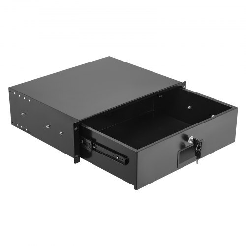 3U Rack Mount Drawer, 50 lbs Max Load-Bearing, Lockable Server Cabinet Case, Sliding Drawer with Lock and Cable Management Holes, for 19 in Network Equipment Server AV Rack or Cabinet Enclosure - American Smart