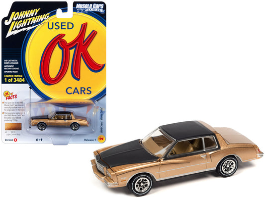 1980 Chevrolet Monte Carlo Light Camel Gold Metallic with Black Top and Hood Limited Edition to 3484 pieces Worldwide "OK Used Cars" 2023 Series 1/64 Diecast Model Car by Johnny Lightning-0
