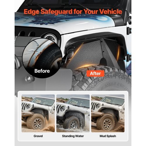 Inner Fender Liner, Front & Rear Fender Liner Compatible with 2007-2018 Jeeps JK/JKU 2/4 Doors, Steel Mud Guards Bolt-on Style Fenders Flare, Wheel Well Cover Fenders Flare Liners, Black - American Smart