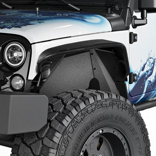 Inner Fender Liner, Front & Rear Fender Liner Compatible with 2007-2018 Jeeps JK/JKU 2/4 Doors, Steel Mud Guards Bolt-on Style Fenders Flare, Wheel Well Cover Fenders Flare Liners, Black - American Smart