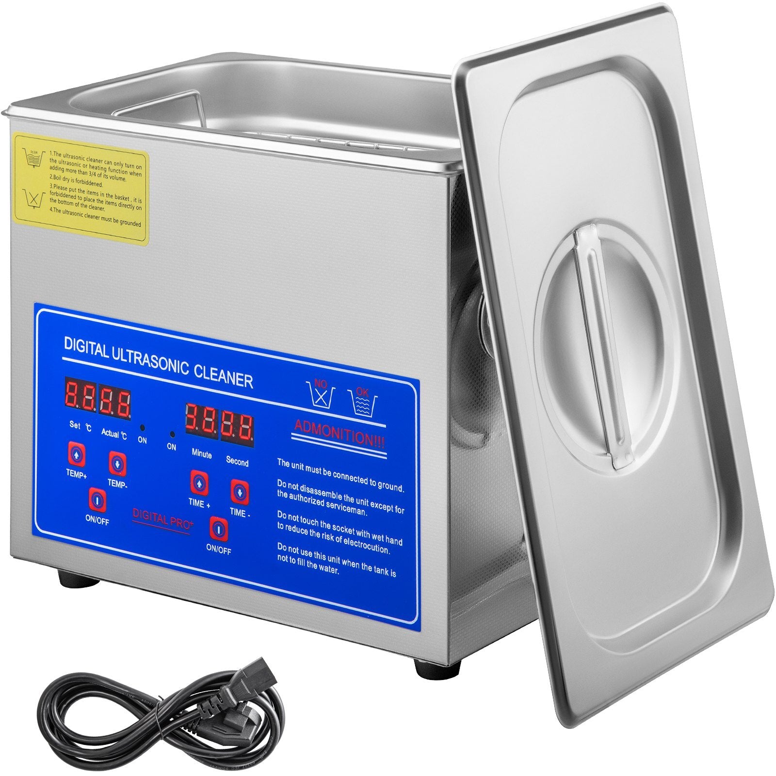 Professional Ultrasonic Cleaner, 2.85 L Ultrasonic Jewelry Cleaner with Digital Timer & Heater, Stainless Steel Industrial Sonic Cleaner 40kHz for Glasses, Watches, Rings, Small Parts - American Smart