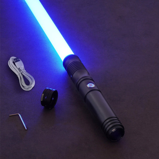 Light Sword, 40" Light up Sword with 12 RGB Colors, Mute Mode and Realistic Handle, Rechargeable Light Up Sword Toy for Adults and Kids, Christmas Day, Halloween Cosplay, Birthday, Black - American Smart