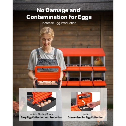 2 Tiers Chicken Nesting Boxes, 8 Compartments, Metal Egg Laying Boxes with Protective Collection Lids, Roll Out Nesting Box, Easy to Assemble, Ideal for Hens, Ducks, Chickens, and Other Poultry