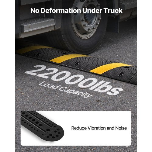 6FT Rubber Speed Bump, 2 Channel, Heavy Duty Traffic Speed Hump, 22000 lbs/axle Load Capacity, 72 in Cable Protector Ramp with Expansion Screws, for Asphalt Concrete Gravel Driveway Road, 1 Pack
