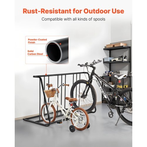 Bike Rack, Fits Tire Width 3 Inch/76.2 mm, Carbon Steel Double-Sided Grid Bike Rack Stand, Freestanding Bicycle Storage Holder for Curbside, Garage, Indoor, Outdoor Parking, 6-Bicycle Capacity