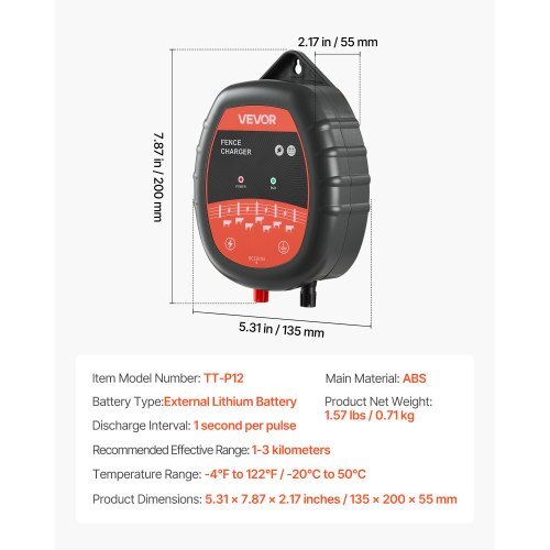 Electric Fence Charger, 10kV 1J, AC DC Electric Fence Energizer with LED Indicator, 1.86 Miles Range, Powerful Plug-in Fences Charger, Prevents Wild Animals Intrusion for Livestock Poultry