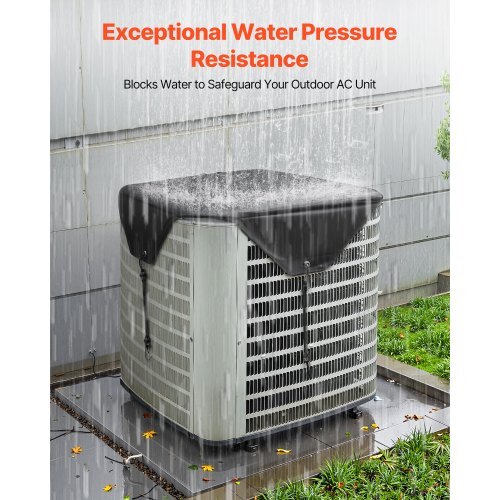 Air Conditioner Cover for Outside Units, 28 x 28 inch Central AC Cover for Air Conditioning Unit, Top Universal Mesh Defender Rainproof Easy Install for Outdoor Outside All Seasons, Black