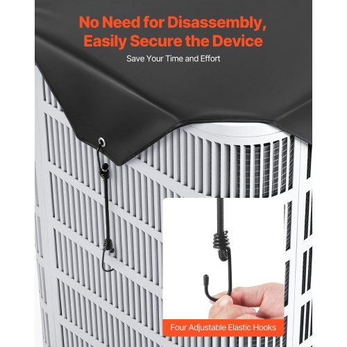 Air Conditioner Cover for Outside Units, 28 x 28 inch Central AC Cover for Air Conditioning Unit, Top Universal Mesh Defender Rainproof Easy Install for Outdoor Outside All Seasons, Black