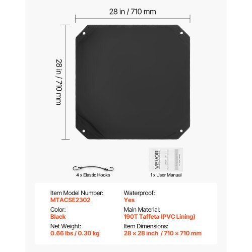 Air Conditioner Cover for Outside Units, 28 x 28 inch Central AC Cover for Air Conditioning Unit, Top Universal Mesh Defender Rainproof Easy Install for Outdoor Outside All Seasons, Black