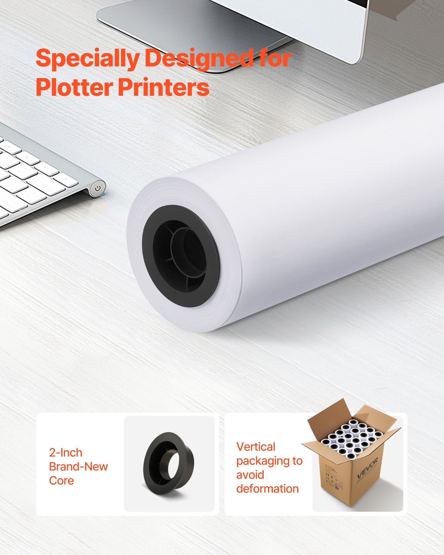 Wide Format Paper, 24 in x 150 ft Plotter Roll, 20 Rolls CAD Bond Rolls with 2 in Core, 20 LB Bond Paper Rolls, Ideal for CAD Drawings, Engineering Plans, GIS Maps, and Architectural Designs - American Smart