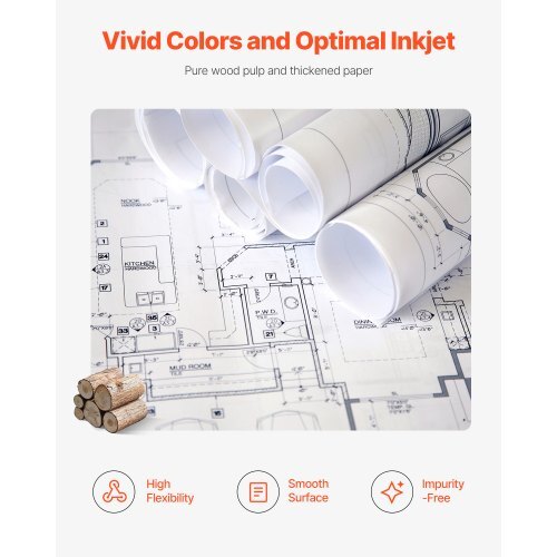 Wide Format Paper, 24 in x 150 ft Plotter Roll, 20 Rolls CAD Bond Rolls with 2 in Core, 20 LB Bond Paper Rolls, Ideal for CAD Drawings, Engineering Plans, GIS Maps, and Architectural Designs - American Smart