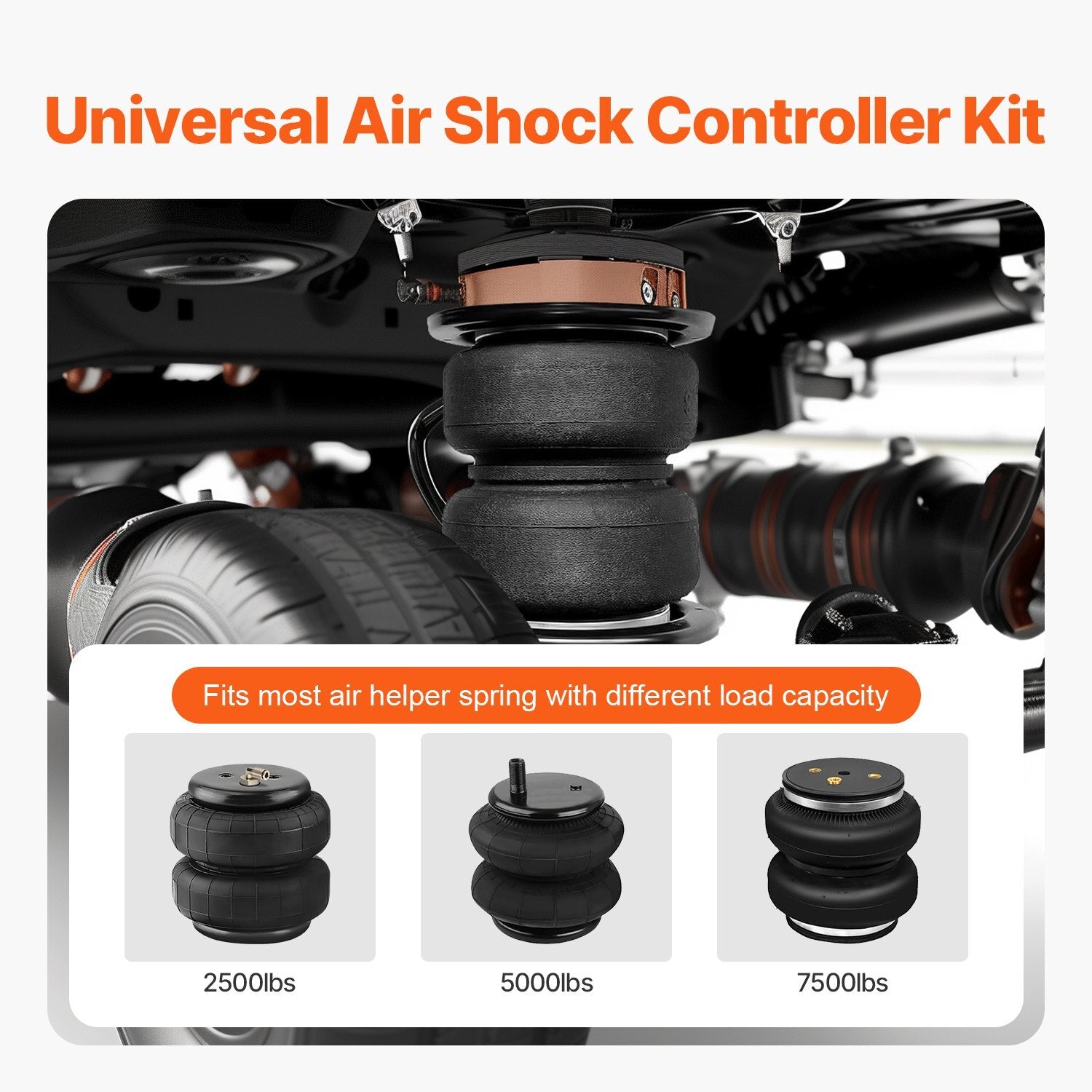 Air Shock Controller Kit, 12V 100PSI On Board Air Compressor System, Air Ride Suspension Compressor Kit with Single Path System, Pressure Gauge & Air Line for Trucks Vans - American Smart