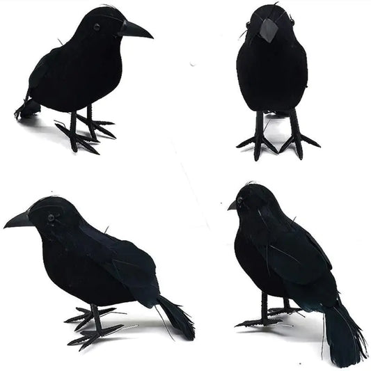 Black Foam Velvet Crow Decoration for Halloween