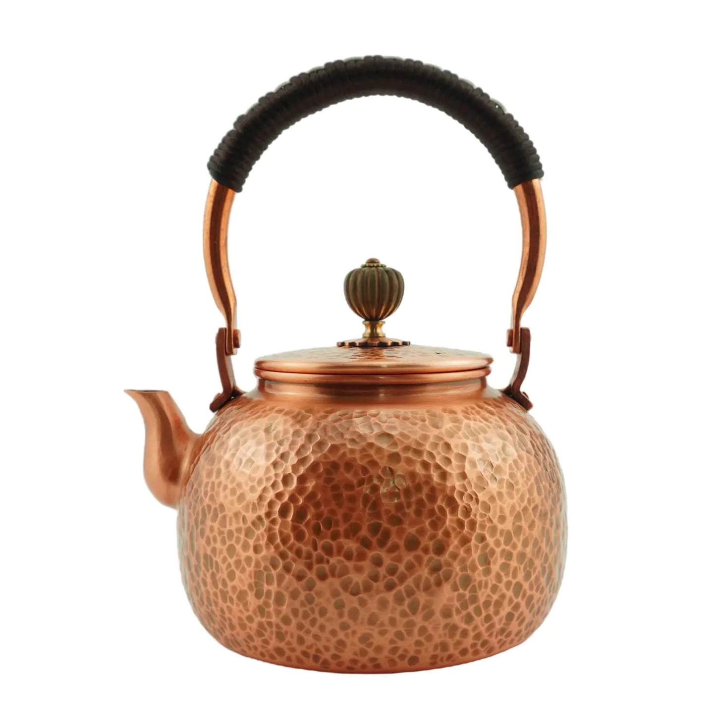 Funmaker Handmade Solid Copper Tea Pot Kettle Stovetop Teapot Thick Hammered Copper Tea Pot Kettle Stovetop Teapot Made for gasstove tops pure copper kettle (Type 1-600ml)