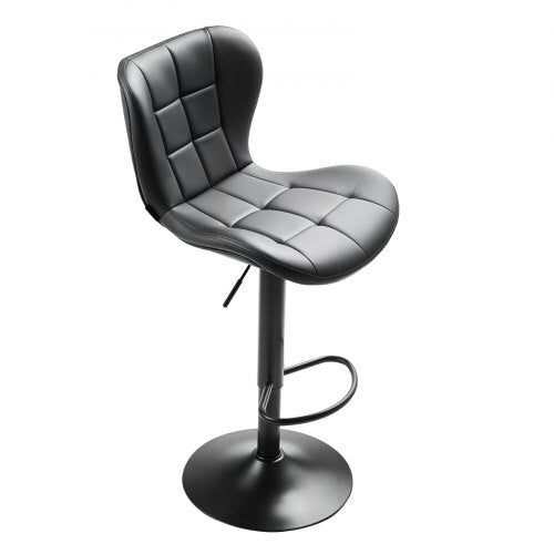 Bar Stool Set of 2, Modern PU Leather Counter Height Stools, Swivel Kitchen Barstool with Back and Footrest, Height Adjustable Armless Bar Chair, Island Barstools for Kitchen, Dining Room, Black