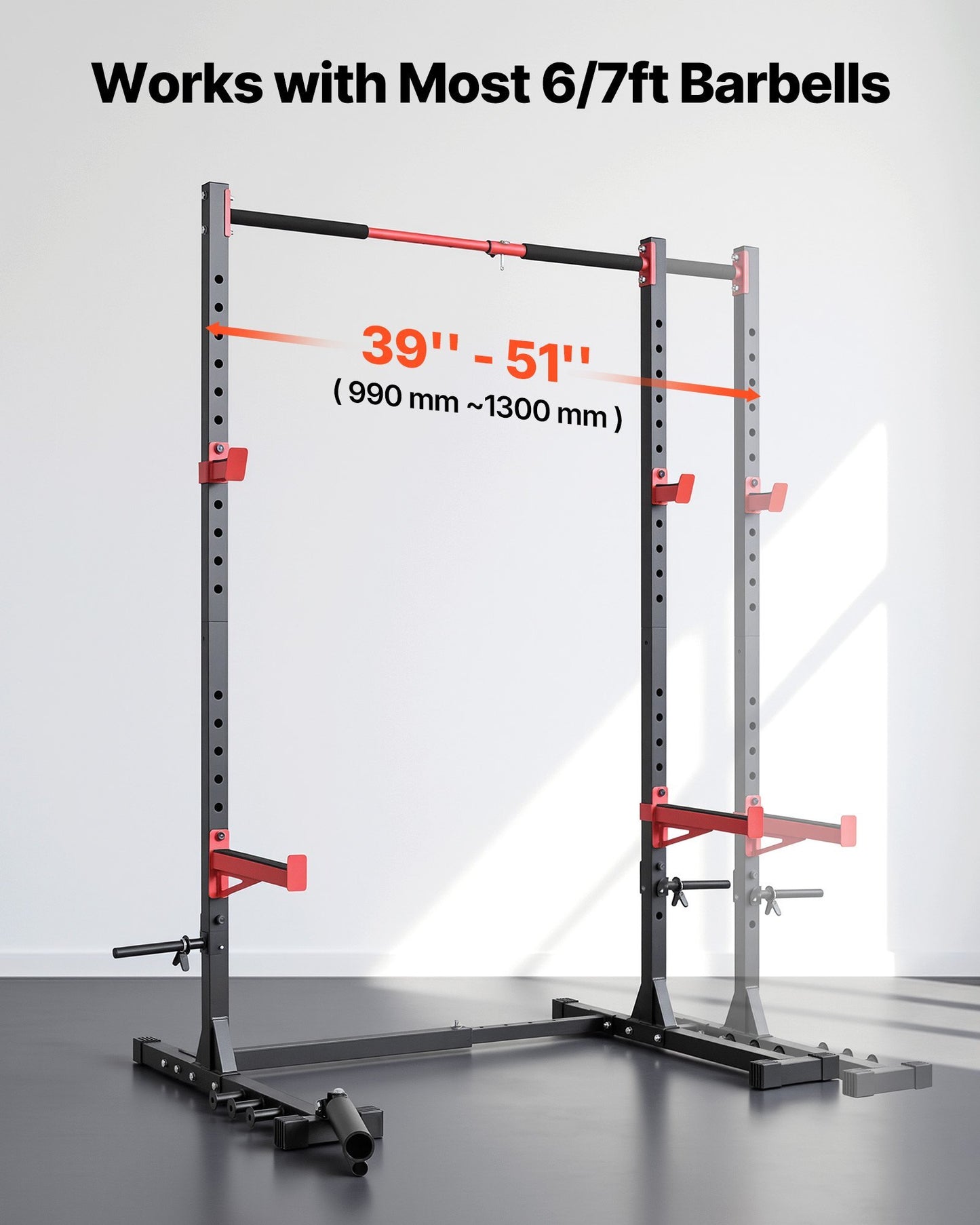 Power Cage Rack, Multifunctional Squat Rack for Home Gym, Width-Adjustable Workout Strength Training Equipment with 6 Band Pegs, Landmine Attachment & Safety Bars for Bench Press Squats Pull-Up - American Smart