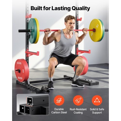 Power Cage Rack, Multifunctional Squat Rack for Home Gym, Width-Adjustable Workout Strength Training Equipment with 6 Band Pegs, Landmine Attachment & Safety Bars for Bench Press Squats Pull-Up - American Smart