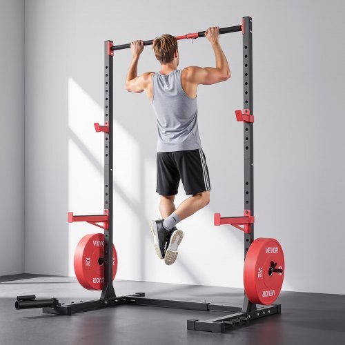 Power Cage Rack, Multifunctional Squat Rack for Home Gym, Width-Adjustable Workout Strength Training Equipment with 6 Band Pegs, Landmine Attachment & Safety Bars for Bench Press Squats Pull-Up - American Smart