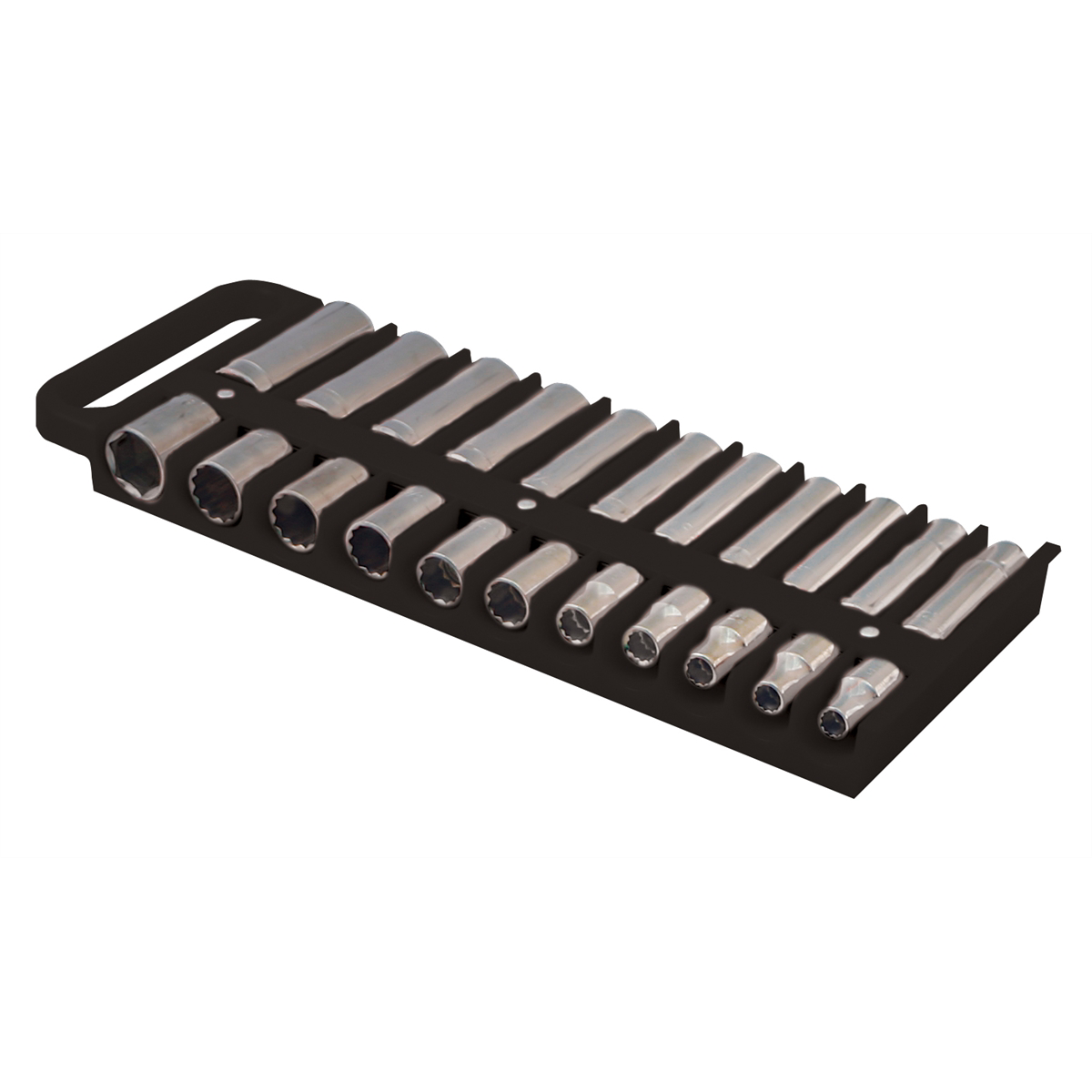 Lisle 1/2 inch drive socket holder organizer for hand tools, keeps sockets organized and easily accessible.