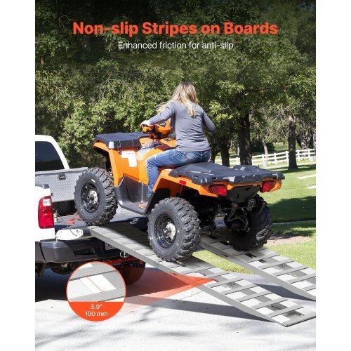 Loading Ramps, 2 Pcs 94 x 15 in, Durable Aluminum and Heavy-Duty Trailer Ramp Set with 16 Anti-Slip Plates, 6000 Lbs Combined Capacity, for Carts, Farm Tractors, ATVs, Lawn Mowers, Motorcycles