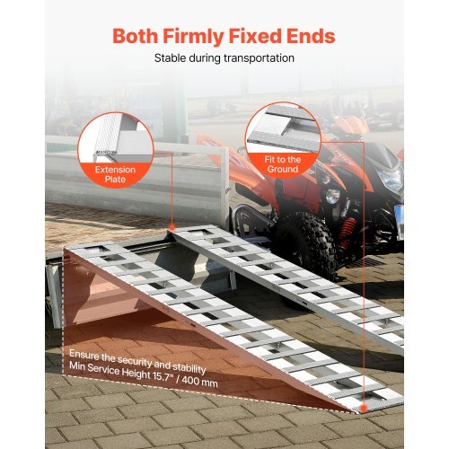 Loading Ramps, 2 Pcs 94 x 15 in, Durable Aluminum and Heavy-Duty Trailer Ramp Set with 16 Anti-Slip Plates, 6000 Lbs Combined Capacity, for Carts, Farm Tractors, ATVs, Lawn Mowers, Motorcycles