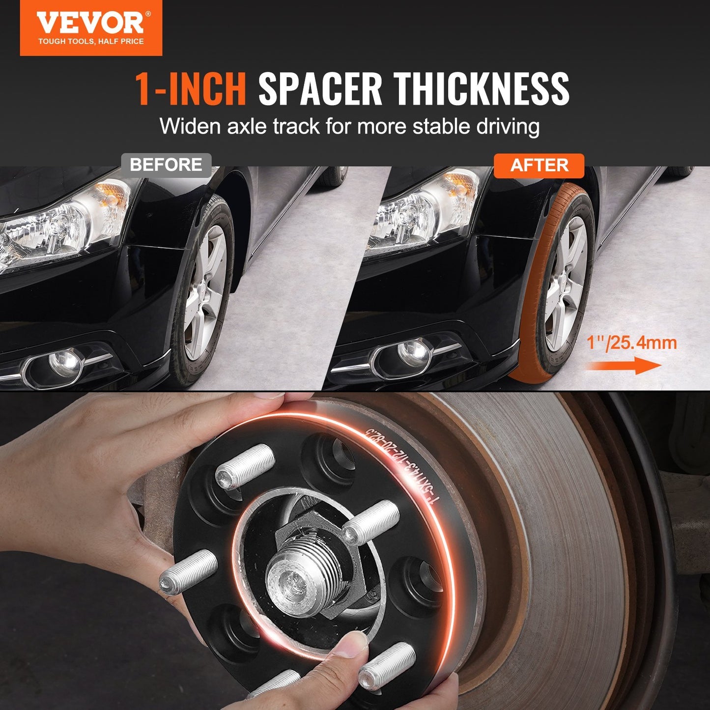 1" 5"x4.5" Wheel Spacers Wheel Adapters 5 Lug Forged Spacer 4 PCS Black