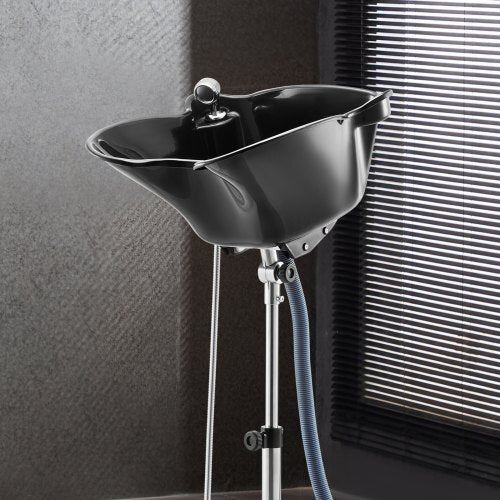Portable Shampoo Bowl, Deep Shampoo Sink with Adjustable Height & Angle, Includes Drain Hose, Shower Head, Lightweight Hair Wash Basin for Barber Salon Spa Center & Home Use, Black - American Smart