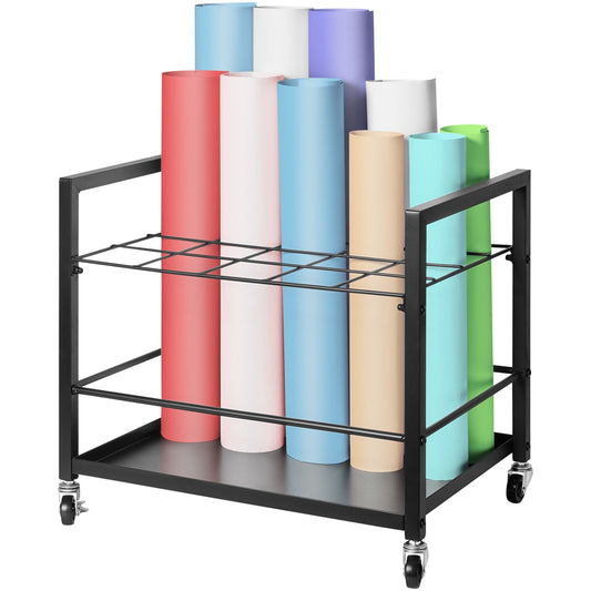 Blueprint Storage Rack, 20 Slots Blueprint Holder with Wheels, Mobile Metal Blueprint Storage Cart for Map Poster Architectural Construction Plan, Roll File Organizer for Home, Office, School - American Smart