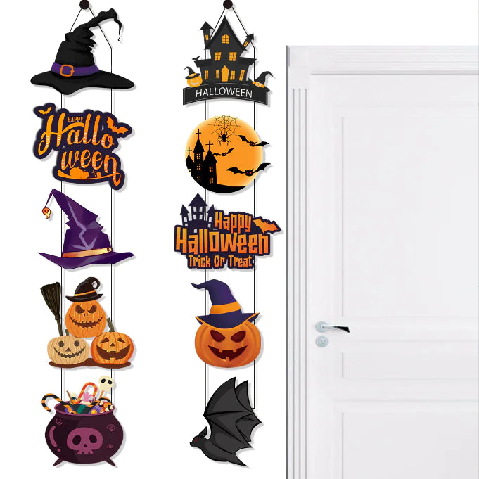10PCS Halloween Door Hanging Banner Home Decoration Set