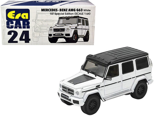 Mercedes Benz AMG G63 White with Black Top 1st Special Edition 1/64 Diecast Model Car by Era Car-0
