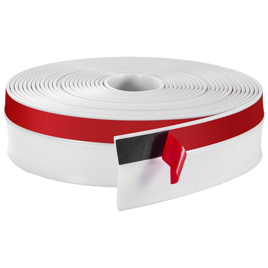 Garage Door Seal Top and Sides Seal Strip, 34 FT Universal Weather Stripping Replacement Soft and Hard Composite, Weatherproofing Garage Door TPE Seals with Adhesive Backed and Screws, White - American Smart