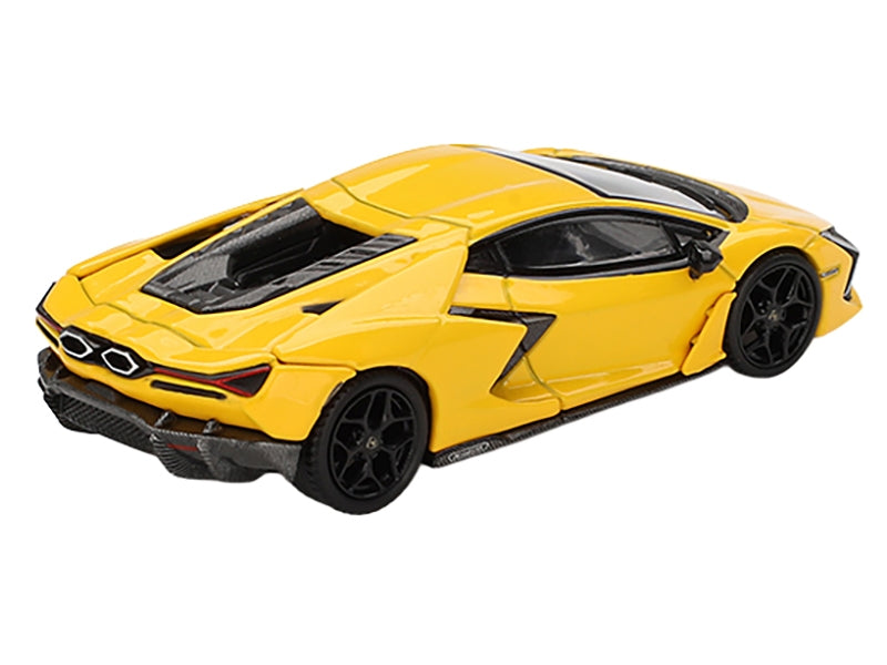 Mini GT Lamborghini Revuelto Giallo 1/64 diecast model car, yellow limited edition Lamborghini model with detailed features.