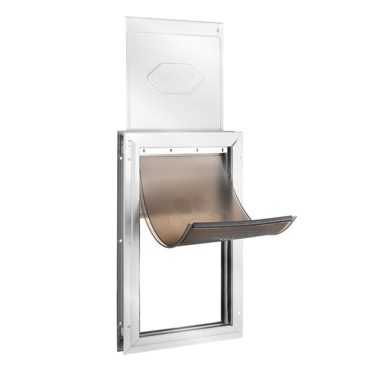 Pet Door, 16.65" x 27.44" Aluminum Frame with Lock and Flap System, Weatherproof Doggy Door, Easy to Install in Interior or Exterior Doors, Pet Door Suitable for Cat Doggie Kitties (White-XL) - American Smart
