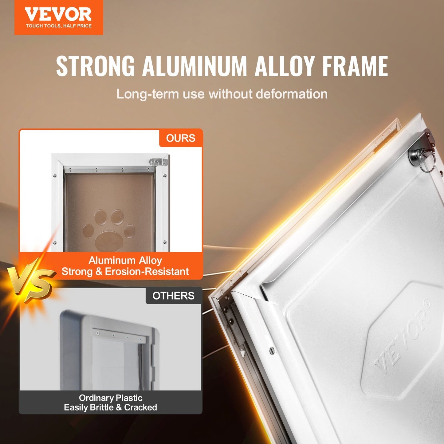 Pet Door, 16.65" x 27.44" Aluminum Frame with Lock and Flap System, Weatherproof Doggy Door, Easy to Install in Interior or Exterior Doors, Pet Door Suitable for Cat Doggie Kitties (White-XL) - American Smart