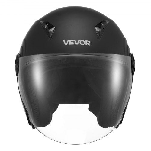 Motorcycle Helmet, 3/4 Open Face, Adult Motocross Dirt Bike Helmet with Clear Visor, Comfortable Motorbike Racing Street with Detachable Liner for Men & Women, DOT Approved, (Matte Black, M) - American Smart