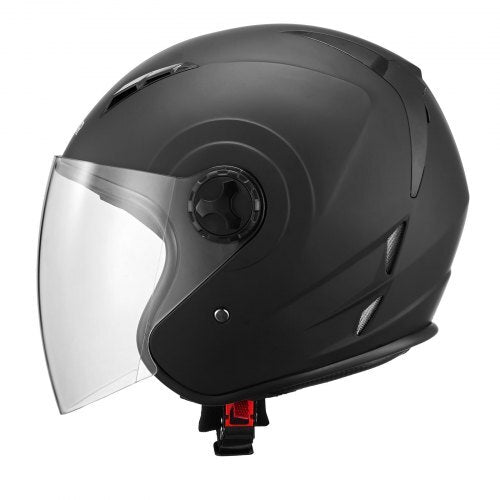 Motorcycle Helmet, 3/4 Open Face, Adult Motocross Dirt Bike Helmet with Clear Visor, Comfortable Motorbike Racing Street with Detachable Liner for Men & Women, DOT Approved, (Matte Black, M) - American Smart
