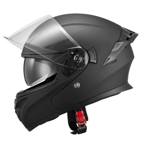 Motorcycle Helmet, Modular, Adult Motocross Dirt Bike Helmet with Large Clear Visor, Comfortable Motorbike Racing Street with Detachable Liner for Men & Women, DOT Approved, (Matte Black, M) - American Smart
