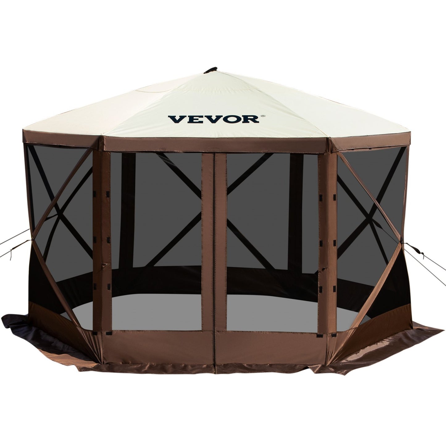 Gazebo Screen Tent, 10 x 10 ft, 6 Sided Pop-up Camping Canopy Shelter Tent with Mesh Windows, Portable Carry Bag, Ground Stakes, Large Shade Tents for Outdoor Camping, Lawn and Backyard - American Smart