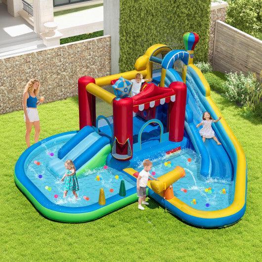 Inflatable Water Park Water Slide Wet Dry Combo Bounce House - Color: Multicolor