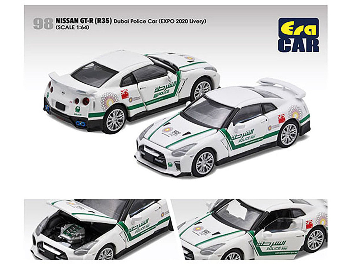 Nissan GT-R (R35) White Dubai Police "EXPO 2020" Livery Limited Edition to 720 pieces Worldwide 1/64 Diecast Model Car by Era Car-1