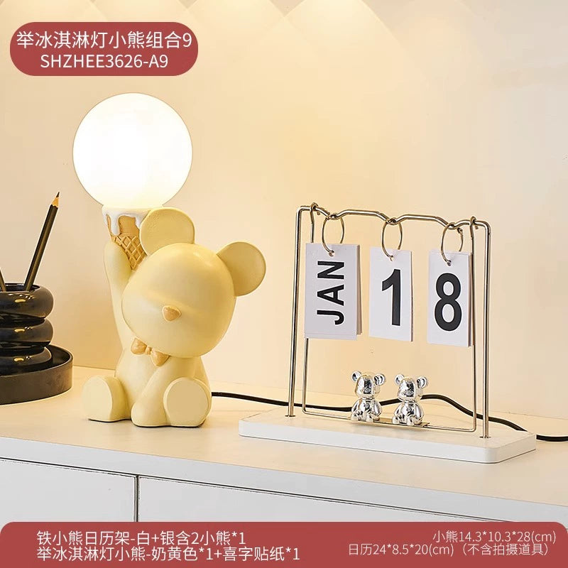 Cute Creative Bear Small Night Lamp Decoration Internet Celebrity Bedroom Bedside Children's Room Table Lamp Birthday Gift Girl Practical