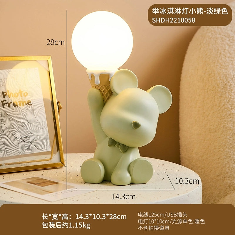 Cute Creative Bear Small Night Lamp Decoration Internet Celebrity Bedroom Bedside Children's Room Table Lamp Birthday Gift Girl Practical