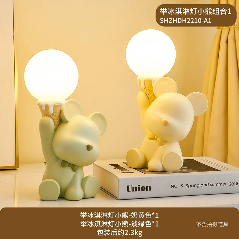 Cute Creative Bear Small Night Lamp Decoration Internet Celebrity Bedroom Bedside Children's Room Table Lamp Birthday Gift Girl Practical