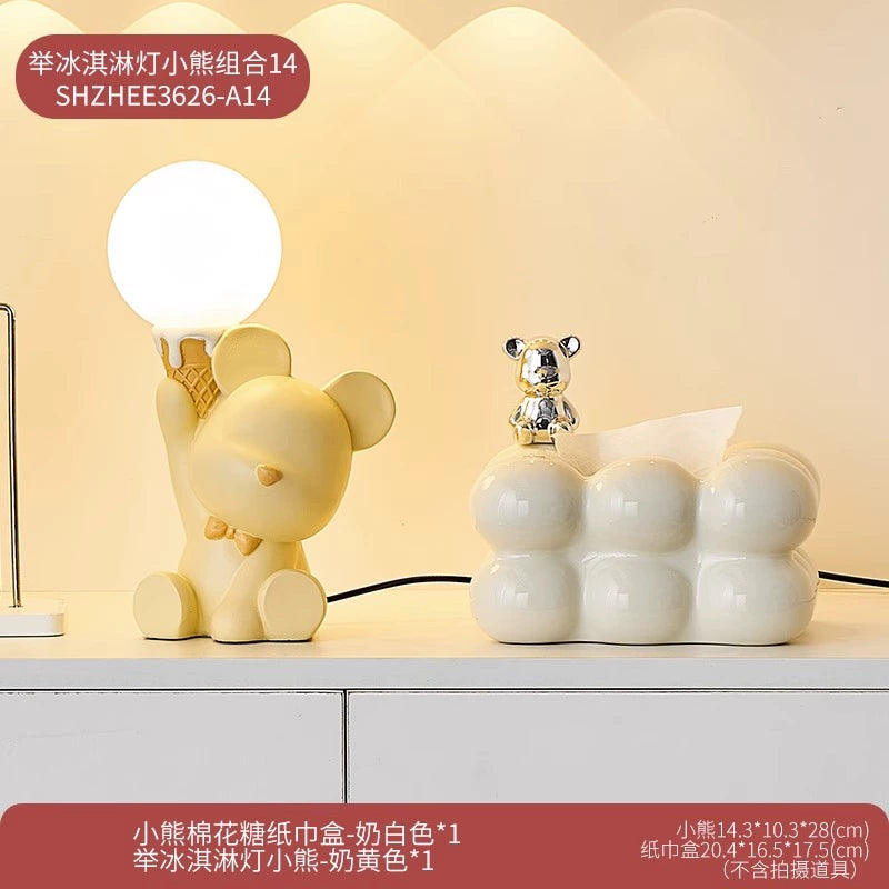 Cute Creative Bear Small Night Lamp Decoration Internet Celebrity Bedroom Bedside Children's Room Table Lamp Birthday Gift Girl Practical