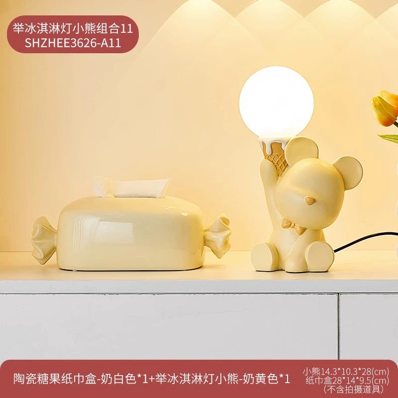 Cute Creative Bear Small Night Lamp Decoration Internet Celebrity Bedroom Bedside Children's Room Table Lamp Birthday Gift Girl Practical