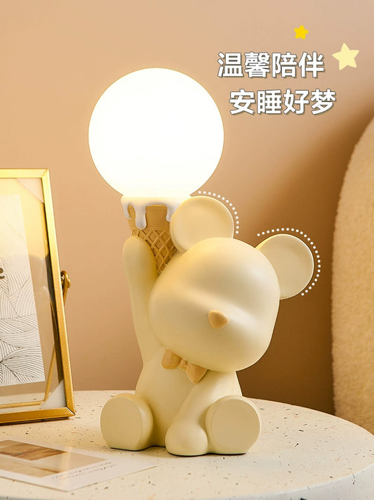 Cute Creative Bear Small Night Lamp Decoration Internet Celebrity Bedroom Bedside Children's Room Table Lamp Birthday Gift Girl Practical