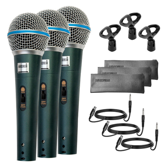 5Core Microphone For Singing Karaoke Mic 3Pcs XLR Microfono Dynamic Cardioid Unidirectional-0