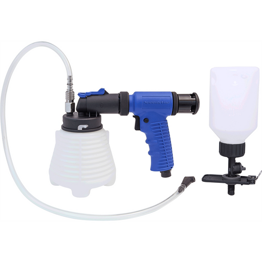 Private Brand Tools 800ml vacuum brake bleeding kit with hoses and tools for efficient brake fluid bleeding and maintenance.