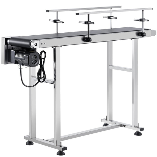 Belt Conveyor, 47 x 7.8 inch Conveyor Table, Heavy Duty Stainless Steel Motorized Belt Conveyor for Inkjet Coding Applications Powered PVC Belt Anti-Static Adjustable Speed (Double Guardrail) - American Smart