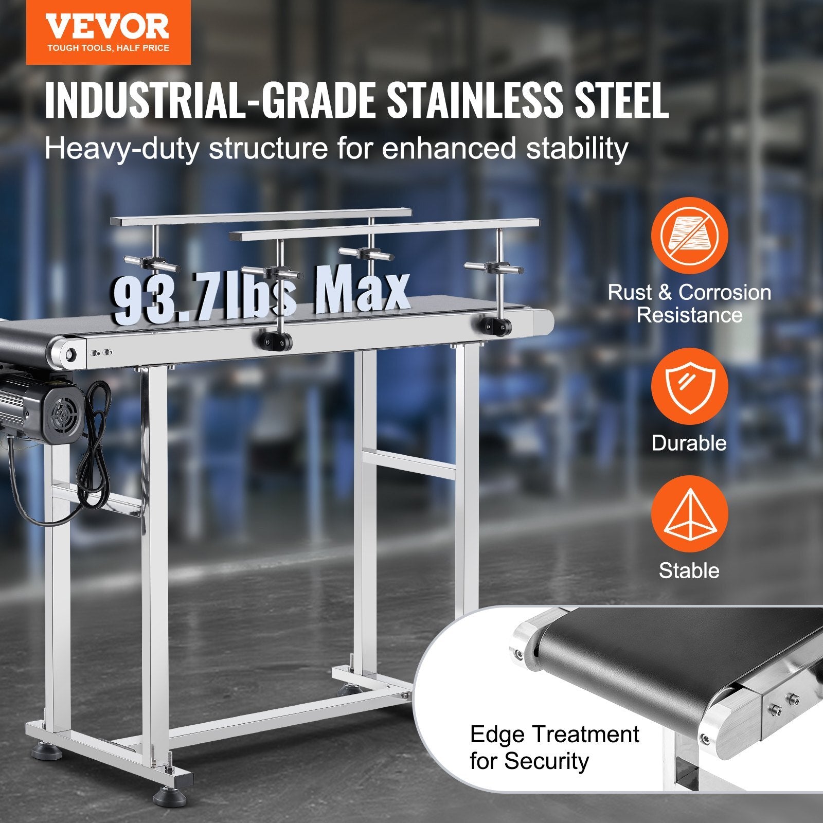 Belt Conveyor, 47 x 7.8 inch Conveyor Table, Heavy Duty Stainless Steel Motorized Belt Conveyor for Inkjet Coding Applications Powered PVC Belt Anti-Static Adjustable Speed (Double Guardrail) - American Smart
